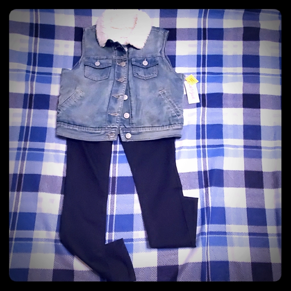 🆕️NWT Girl's Cat&Jack Fleece& Denim Fall Vest